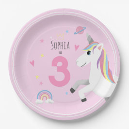 ガールズキュート&ピンクガーリーユニコーン子供の誕生日 ペーパープレート
