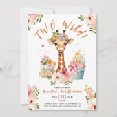 ガールズキリン2nd誕生日ピンクサファリツーワイルド 招待状 (正面)