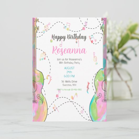 ガールズギター誕生日パーティー 招待状 (スタンド正面)