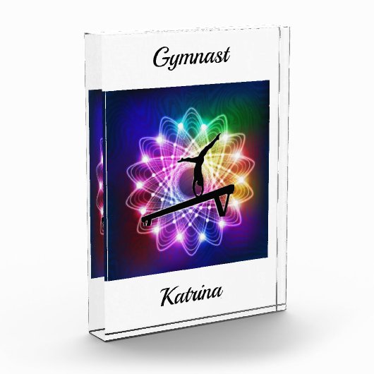 ガールズギムナストバランスビームパーソナライズされた フォトブロック (左)