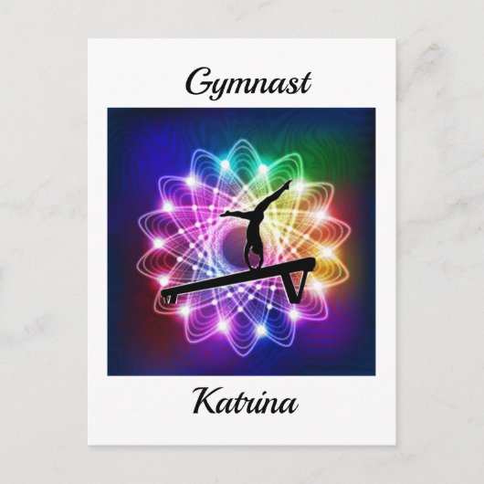 ガールズギムナストバランスビームパーソナライズされた ポストカード (正面)