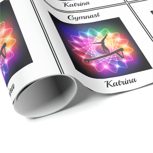 ガールズギムナストバランスビームパーソナライズされた ラッピングペーパー (ロールコーナー)