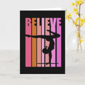 ガールズギムナスト体操ガールズハンドスタンドピンク カード (黄色い花)