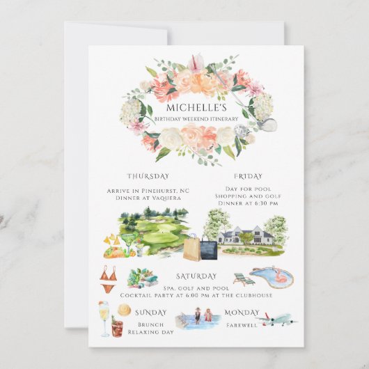 ガールズクラブハウススパ週末 |誕生日日程 招待状 (正面)