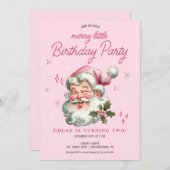 ガールズクリスマス誕生日招待状メリーリトル シーズンカード (正面/裏面)