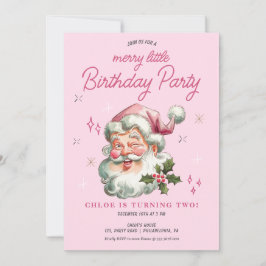 ガールズクリスマス誕生日招待状メリーリトル シーズンカード