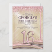 ガールズグラム16th誕生日招待状 招待状 (正面)