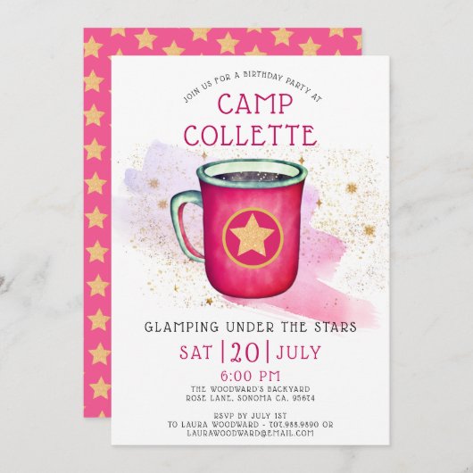 ガールズグランプキャンプ誕生日アンダーザスターズI 招待状 (正面/裏面)