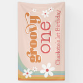 ガールズグルービーワンレトロデイジー1st誕生日 横断幕 (縦)