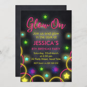 ガールズグローインザダーク誕生日招待状 招待状 (正面/裏面)