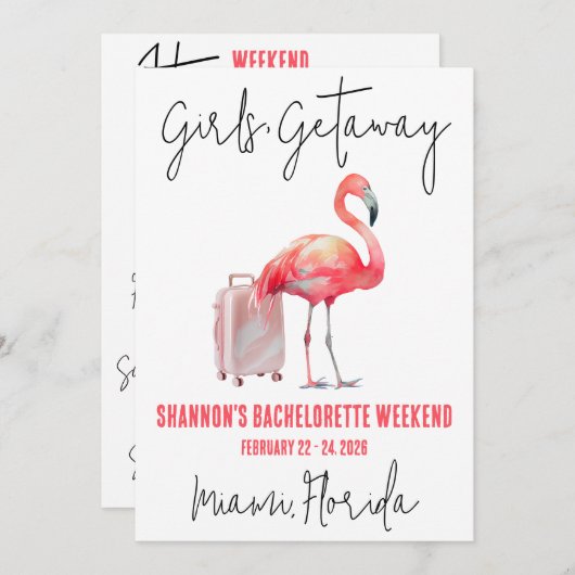 ガールズゲタウェイフラミンゴビーチバチェロレッテウィークエンド 招待状 (正面/裏面)