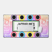 ガールズゲームルームピンク紫の丸の星 デスクマット (キーボード&マウス)