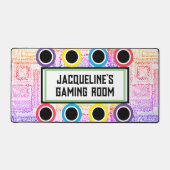 ガールズゲームルームピンク紫の丸の星 デスクマット (正面)