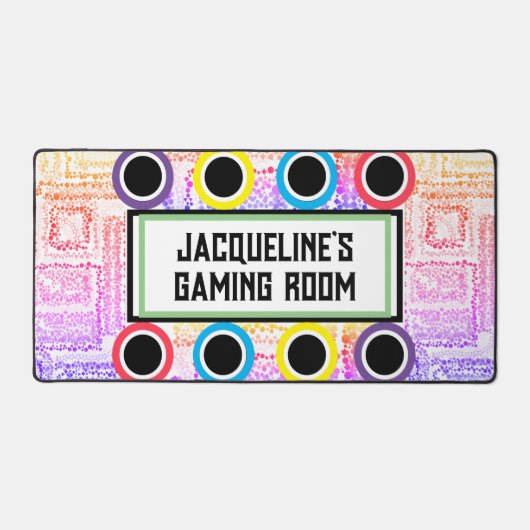 ガールズゲームルームピンク紫の丸の星 デスクマット (正面)