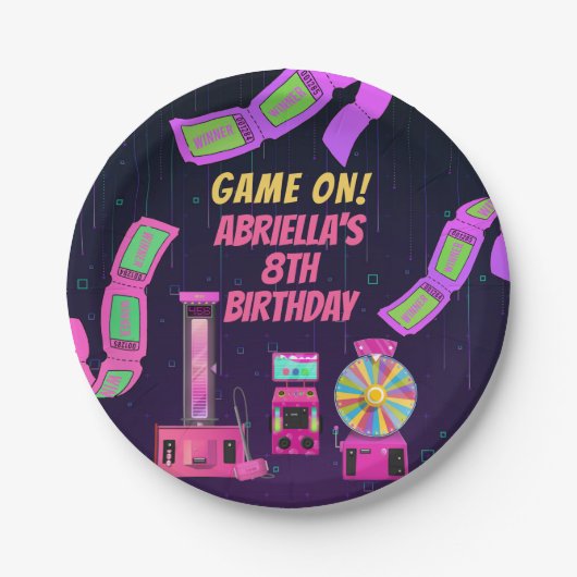ガールズゲーム&アーケード誕生日 ペーパープレート (正面)