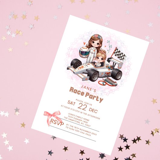 ガールズコケットレースパーティー誕生日招待状 招待状