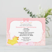 ガールズゴムダッキー(アヒルちゃん)ベビーシャワー招待状 招待状 (スタンド正面)