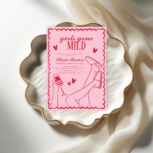 ガールズゴングマイルドウェーブスクライブルブライダルシャワー 招待状