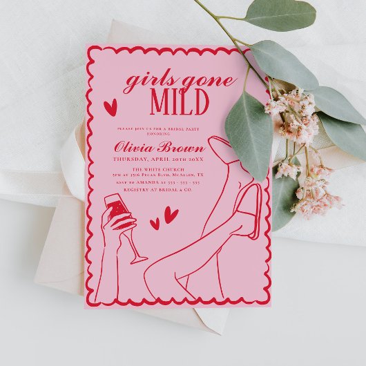 ガールズゴングマイルドウェーブスクライブルブライダルシャワー 招待状