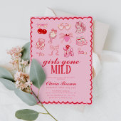 ガールズゴングマイルドハンドドローブライダルシャワー 招待状
