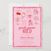 ガールズゴングマイルドハンドドローブライダルシャワー 招待状 (正面)