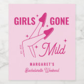 ガールズゴーンマイルドピンクトレンディースパバチェロレッテ ワインラベル (シングルラベル)