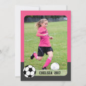 ガールズサッカーパーティーカスタム誕生日招待状 招待状 (裏面)