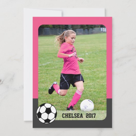 ガールズサッカーパーティーカスタム誕生日招待状 招待状 (裏面)