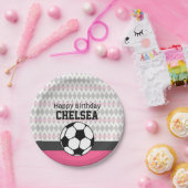 ガールズサッカーパーティーカスタム誕生日 ペーパープレート (パーティー)