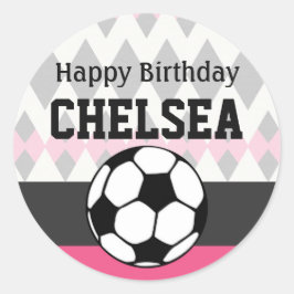 ガールズサッカーパーティーカスタム誕生日 ラウンドシール