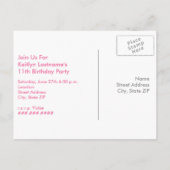 ガールズサッカー誕生日はがき招待状 – ピンク インビテーションポストカード (裏面)