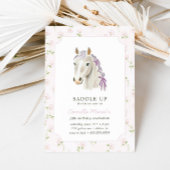 ガールズサドルアップ名門私立校風のポニーホースピンク誕生日 招待状