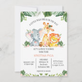 ガールズサファリグリーンリーベビーシャワー招待状 招待状 (正面)