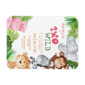 ガールズサファリジャングルツワイルドバースデー招待状 マグネット (横)