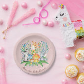 ガールズサファリジャングルベビーシャワー7"プレート ペーパープレート (パーティー)