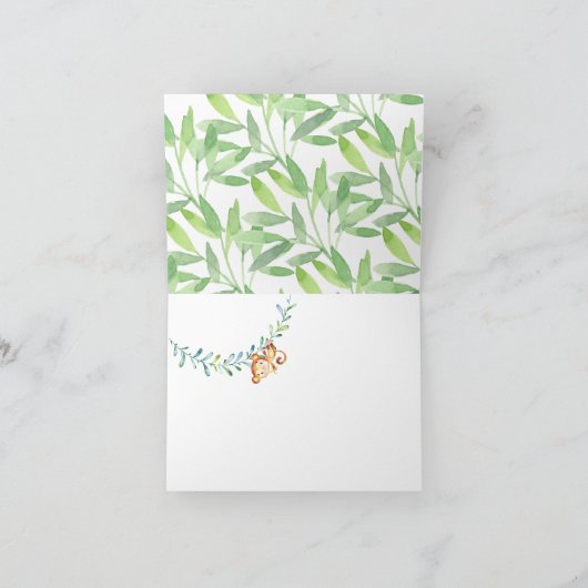 ガールズサファリジャングル赤ちゃんシャワーありがとうご注意 サンキューカード (内部)