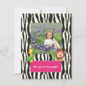 ガールズサファリテーマ – キッズバースデーパーティー招待状 招待状 (裏面)