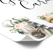 ガールズサファリピンクフローラベビーシャワーサイン ポスター (角)