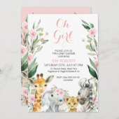 ガールズサファリフローラリースベビーシャワー招待状 招待状 (正面/裏面)