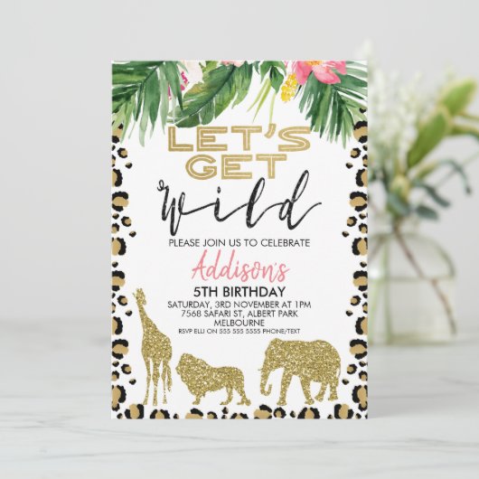 ガールズサファリレッツワイルド誕生日招待状 招待状 (スタンド正面)
