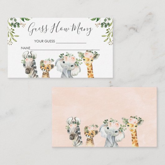 ガールズサファリ動物はカードの挿入の数を推測 エンクロージャーカード (正面/裏面)