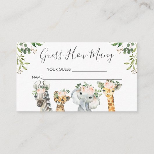 ガールズサファリ動物はカードの挿入の数を推測 エンクロージャーカード (正面)