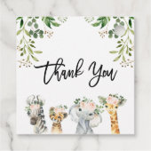 ガールズサファリ動物ベビーシャワーメッセージカード フェイバータグ (裏面)