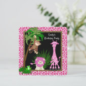 ガールズサファリ誕生日パーティー 招待状 (スタンド正面)