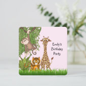 ガールズサファリ誕生日パーティー 招待状 (スタンド正面)