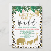 ガールズサファリ レッツゲットワイルド 誕生日招待状 招待状 (正面)