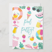 ガールズサマープールパーティー誕生日招待状 招待状 (裏面)