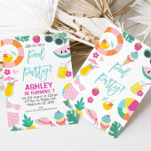 ガールズサマープールパーティー誕生日招待状 招待状