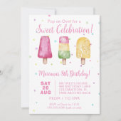 ガールズサマーポップシクルバースデーパーティー 招待状 (正面)