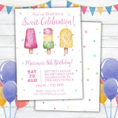 ガールズサマーポップシクルバースデーパーティー 招待状